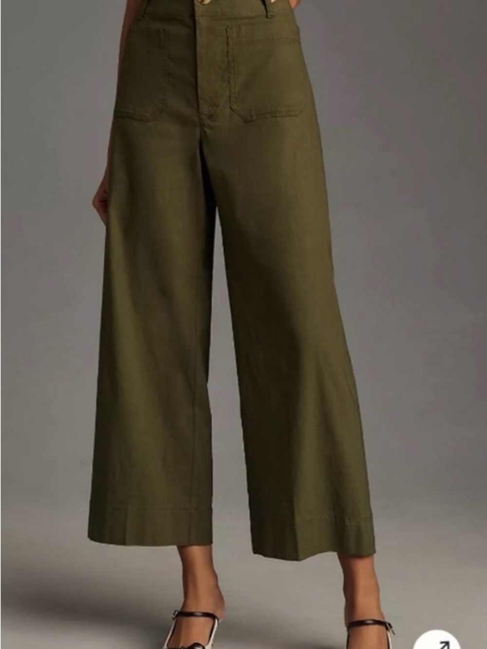 Maeve Olive Green Wide-Leg High-Rise Pants